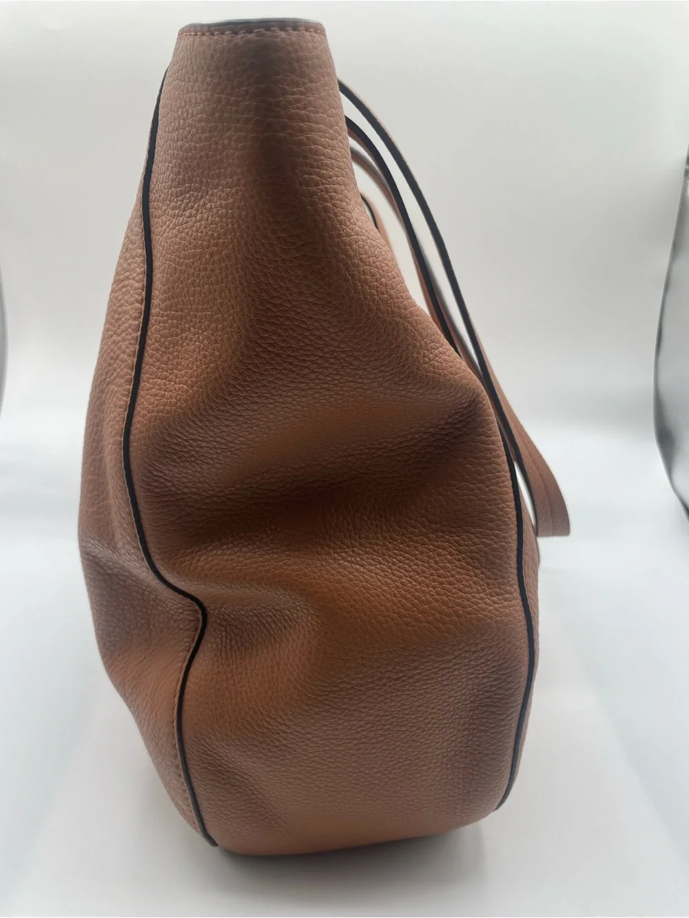 Michael Kors Cognac Pebbled Leather Tote with Gold Logo Charm